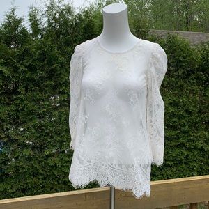 Massimo Dutti | Off white lace tee